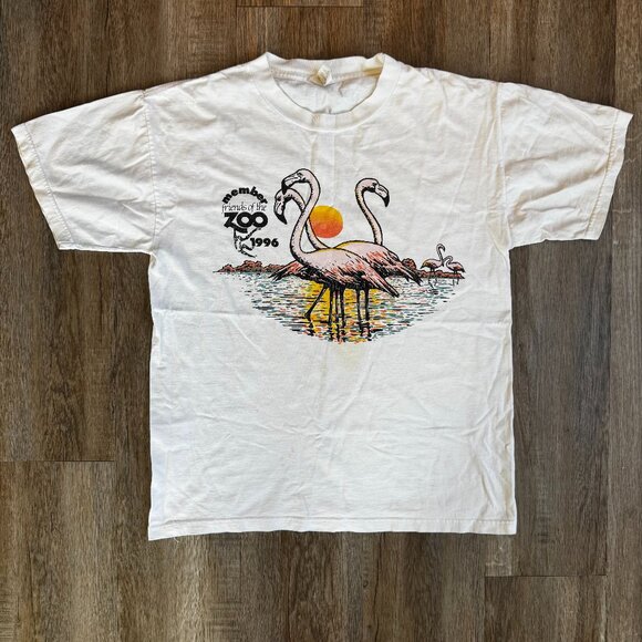 Other - Vintage 90s Friends of the Zoo Flamingo T Shirt Medium